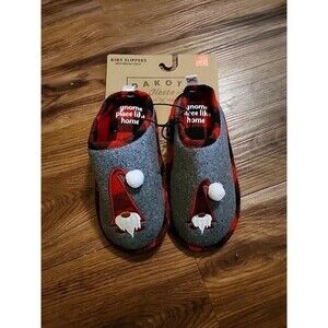 Dakota Fleece No Place Like Gnome Kids Buffalo Plaid Slippers Size 11/12